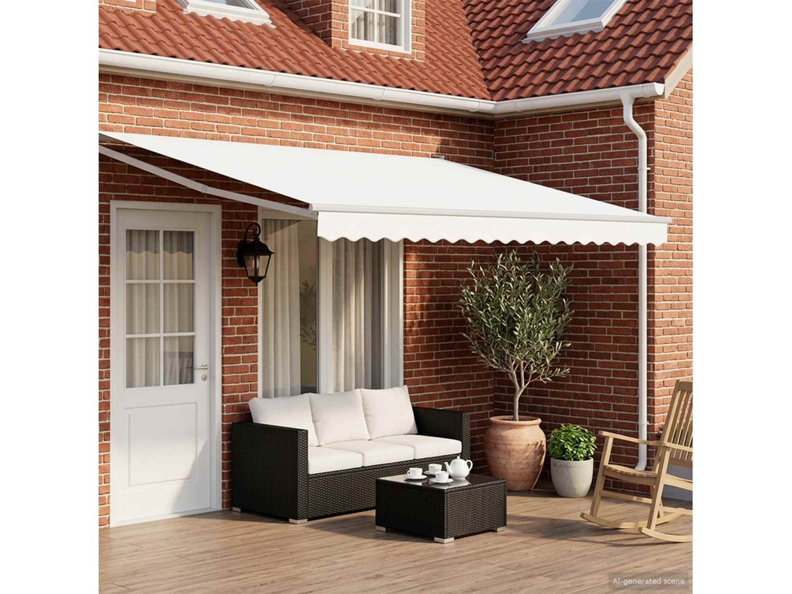 Vidaxl Toldo Retrátil Elétrico Branco 4,5 × 3 M