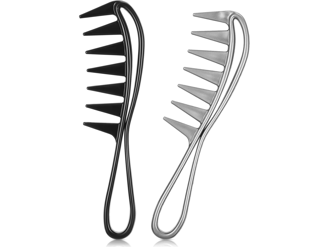 Pacote Com 2 Pentes Afro Elysve Com Ação Antiestática E Dentes Largos Para Definir E Modelar Cachos