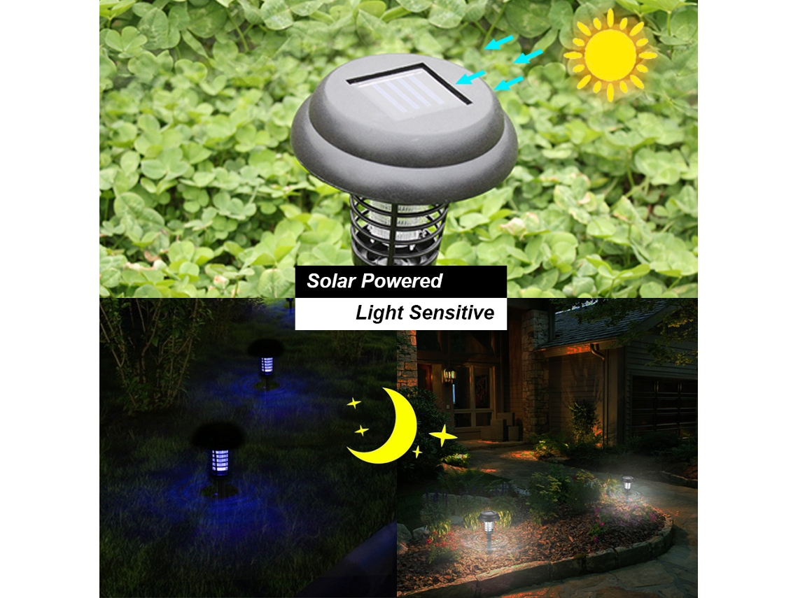 Lâmpada Anti mosquito Solar Sensor Luz Branca/roxa Jardim Externo | S/MARCA