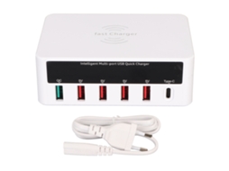 Aetheria estação de Carregamento Rápido Usb Sem Fio 6 Portas 50w Qc3.0 Pd 100 240v Plugue Eu