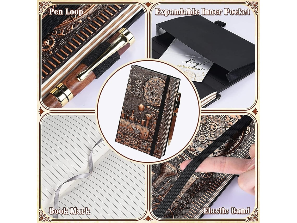 Caderno de couro vintage Slowmoose com caneta