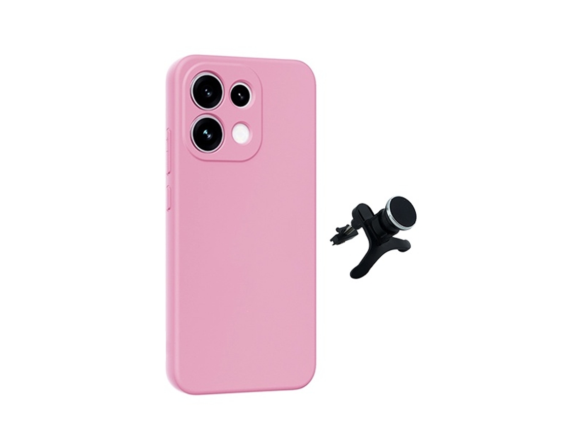 Kit Suporte Magnético Reforçado Capa Silicone Líquido Phonecare Para Oppo Reno16 Pro - Rosa