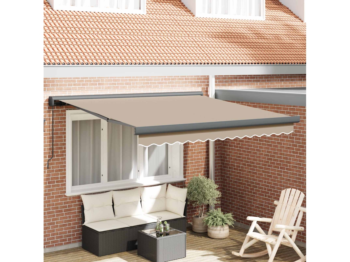 Vidaxl Toldo Retrátil Bege 350 X 250 Cm Lona E Alumínio