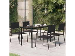 Vidaxl Mesa De Jantar Para Jardim 140x70x74 Cm Aço E Vidro Preto