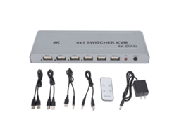 Kvm Switch EOOCOO (display Multi view de 4 Portas 4k60hz)