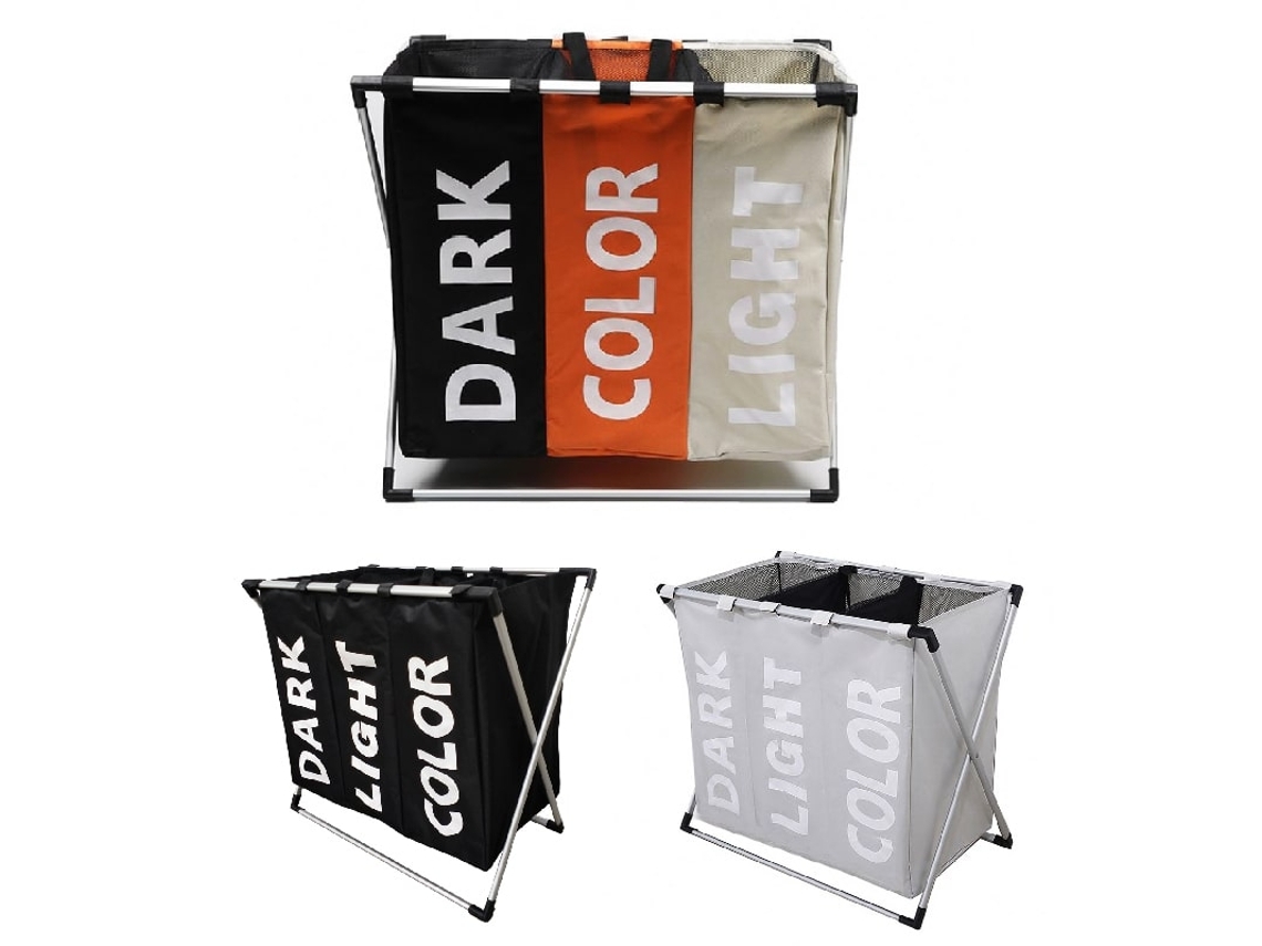 Cesto De Roupa Dobrável Com 3 Compartimentos Para Separar A Roupa Suja, Para Organizar E Guardar Roupa Suja De Forma Prática