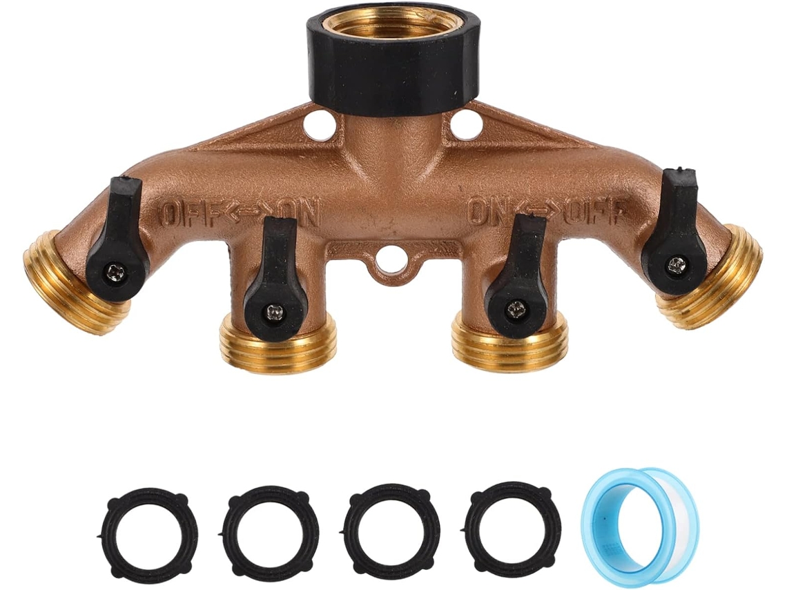 Conjunto De 1 Adaptador Conector Divisor Mangueira Com Válvula Latão