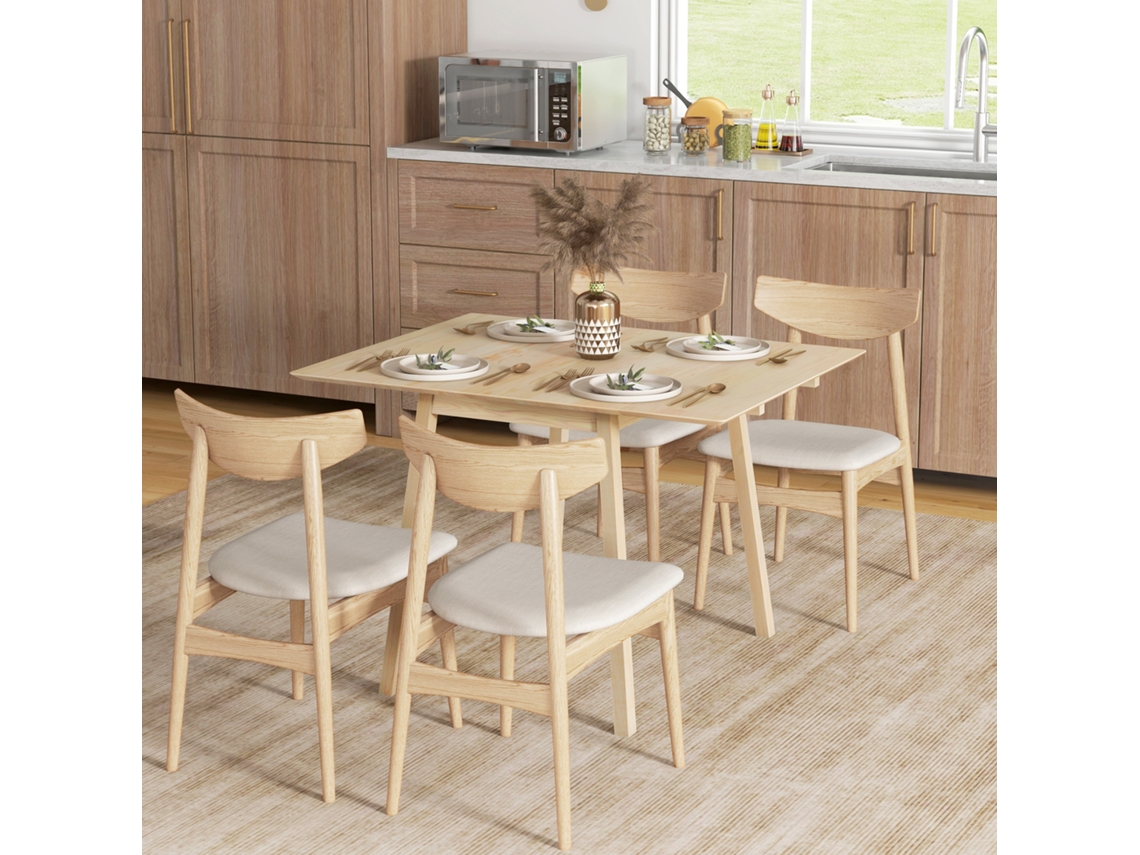 Dining Table Folding Table Kitchen Table, 2 Folding Surfaces, 110 X 86 X 75 Cm, Natural