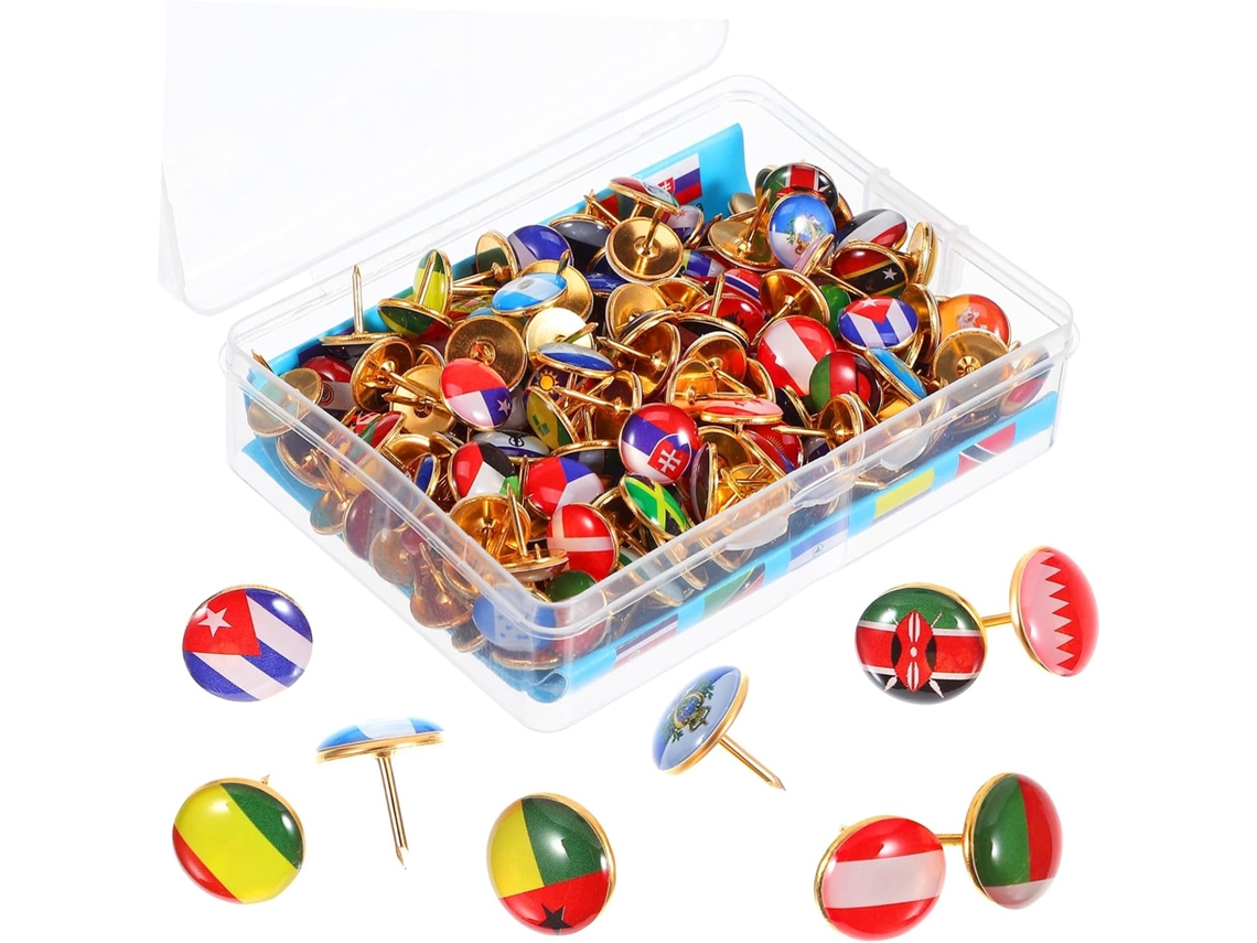 200 Tachinhas Com Bandeira Do País Resistentes E Fáceis De Transportar
