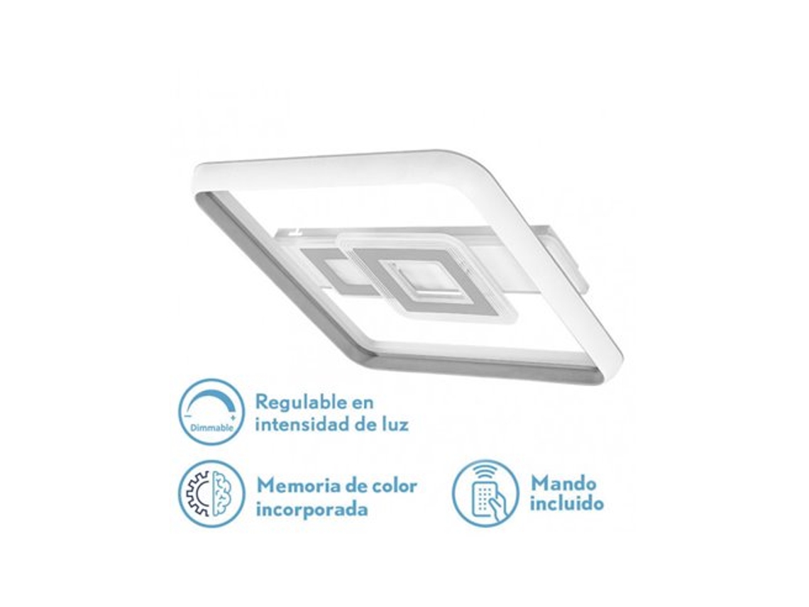 Plafon Led 80W Sucre 3000-4000-6500K Branco/Cinza 7X51X51 Cm FABRILAMP