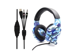 Epg501 Auscultadores Estéreo Jogos Led 3.5mm Com Microfone -azul Militar