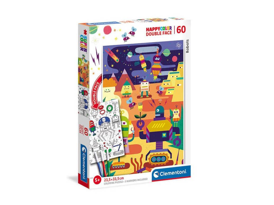 Puzzle Duplaface 60 com Marcadores Robots