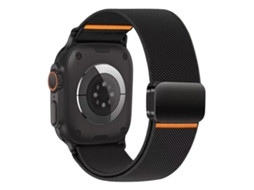 Bracelete para Apple Watch 44/45/46/49mm Nylon Elástico com Fecho Magnético Preto XIAOMOYU