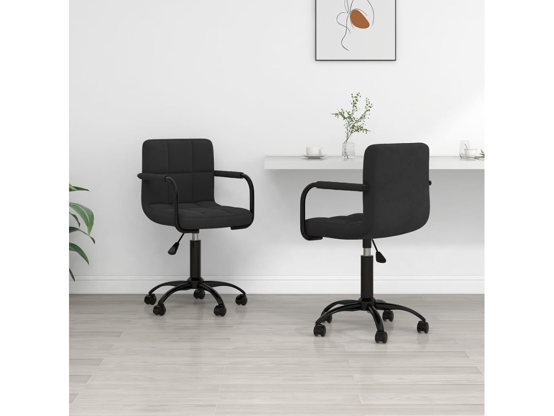 Vidaxl Cadeiras De Jantar Giratórias 2 Pcs Veludo Preto
