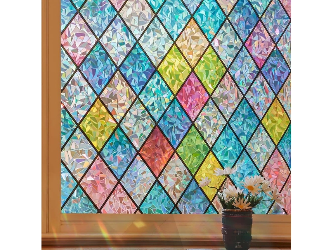 Película Para Janela 3d Arco, Íris Para Privacidade, Cria Efeitos De Luz Coloridos E Decoração Elegante Para Casa 45* 500cm