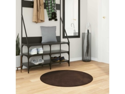 Vidaxl Tapete De Pile Médio, Macio E Lavável Huarte Castanho Ø 80 Cm