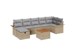 Conjunto 8 Conjunto De Móveis De Jardim Vidaxl Bege Vime Pe (297,5 X 132,5 X 85 Cm)