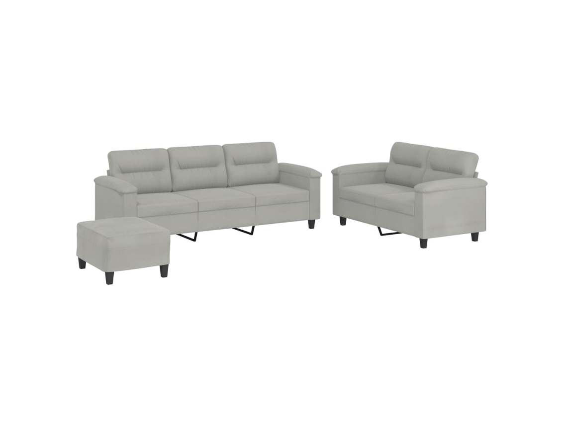 Conjunto de Sofás 3 Peças com Almofadões tecido microfibra cinza claro MAISON EXCLUSIVE