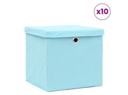 Vidaxl Caixas De Arrumação Com Tampas 10 Pcs 28x28x28 Cm Azul-bebé