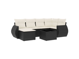 Conjunto de 7 Sofás para Jardim com Almofadões Vime Pe Preto MAISON EXCLUSIVE (7 pcs)