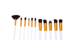 Kit de herramientas de maquillaje Vante: brochas para polvos, sombras de ojos, corrector y lápiz labial (11 piezas, blanco elegante)