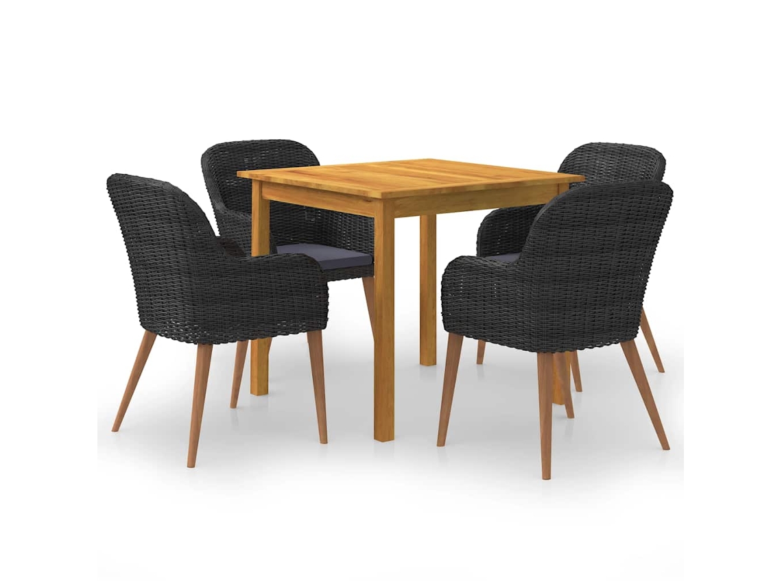 Vidaxl 5 Pcs Conjunto De Jantar Para Jardim Preto