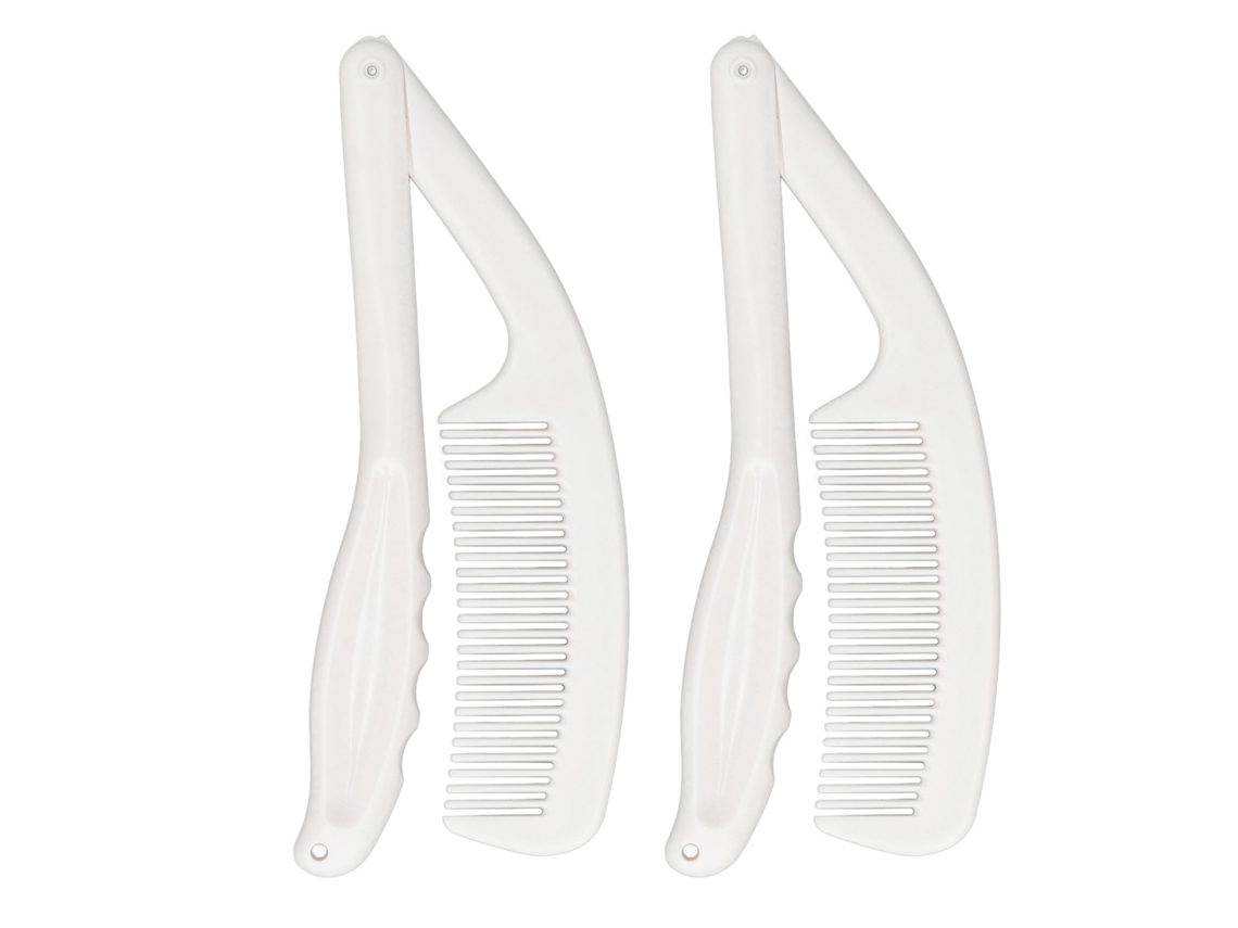 2026 2pcs Peine Plegable Con Mango Largo Curvo, Portátil Y Práctico para Cuidado Del Cabello, Ideal para Mayores Y Personas Con Discapacidades