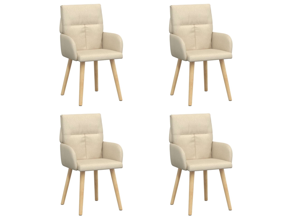 Conjunto 4 Móveis De Jantar Vidaxl Creme Tecido (60 X 56 X 96 Cm)