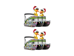 Enfeite De Natal Divertido Em Ferro Fundido Com Formato De Barco Pontão, Presente Perfeito Para Amantes De Barcos Pontão . Hengjian (pacote Com 2)