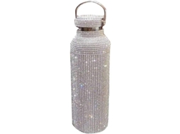 Garrafa de Água Rebe-Diamond Garrafa Térmica Com Strass Recarregável Para Mujer Prata 350 Ml