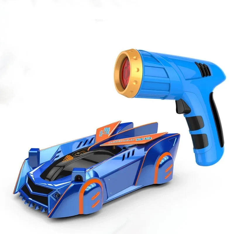 Controle Remoto Sem Fio Infravermelho Sensor Perseguir Luz Carro de Escalada Parede Carro Elétrico Anti gravidade MDUG (azul)