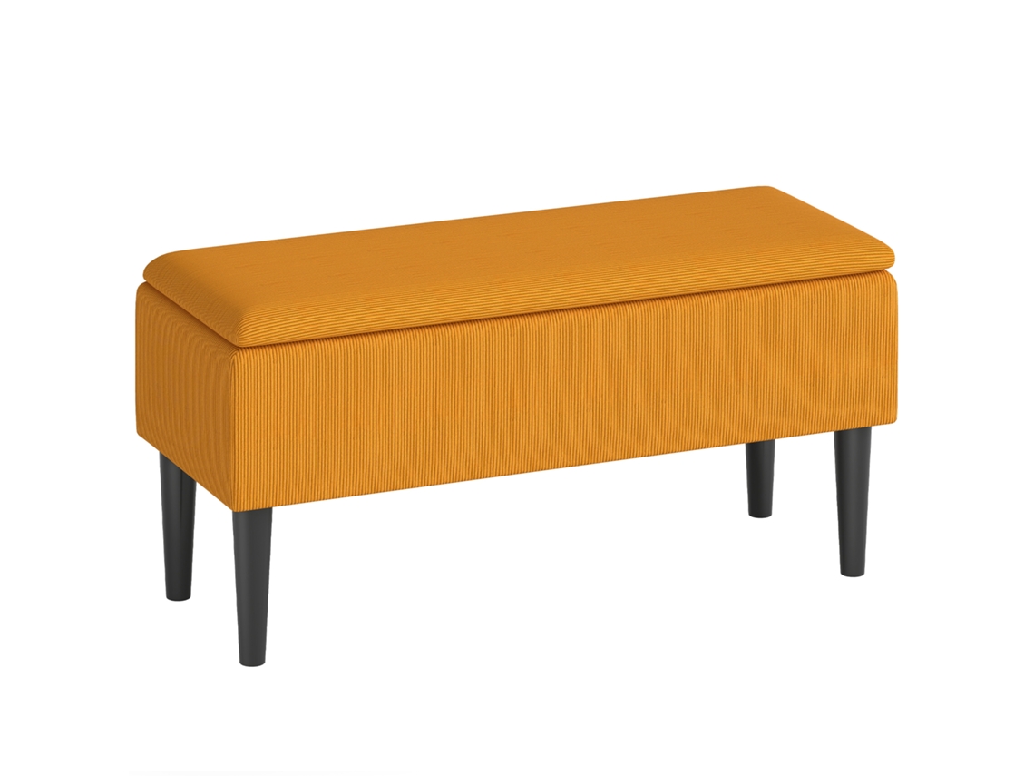 Banco De Cama Com Compartimento De Armazenamento 57l, Banco De Poliéster Para Quarto E Corredor, 95x38x45cm, Laranja