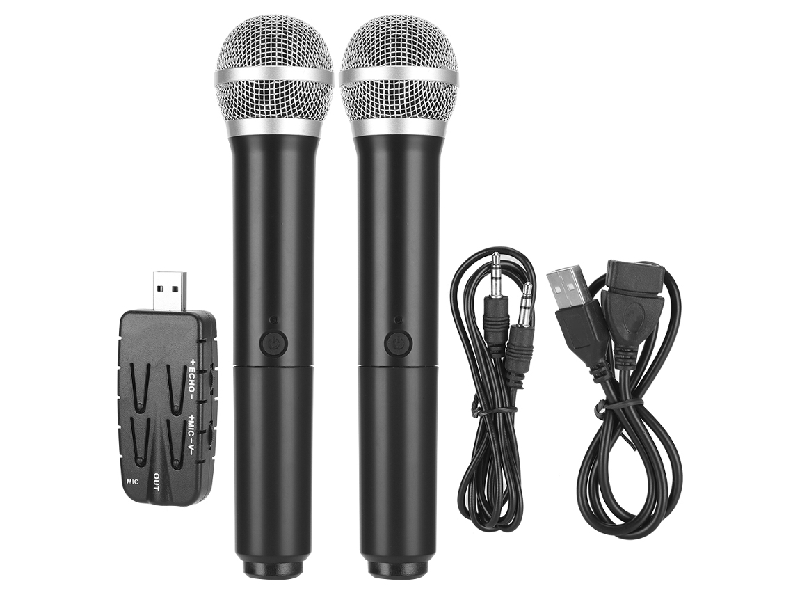 Conjunto De Microfones De Computador Dinâmico Duplo Profissional Uhf Sem Fio Para Desktop E Laptop Com Conexão Usb3.0