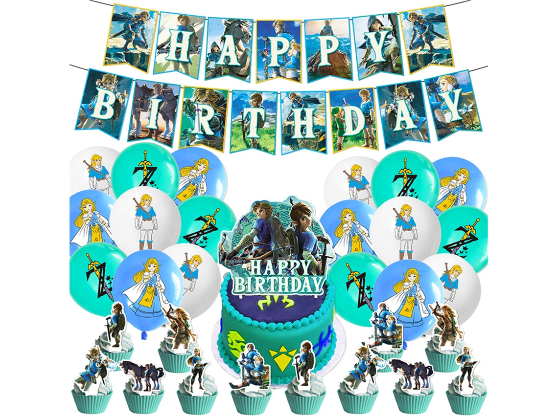 Decoração De Festa De Aniversário Com Tema Zelda, Banner, Balões, Decorações De Bolo, Adereços