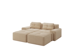 Sofá Modular Cloud, U, Sem Estrutura, com Pufe, 2 Lugares, Assento Profundo DELCOND