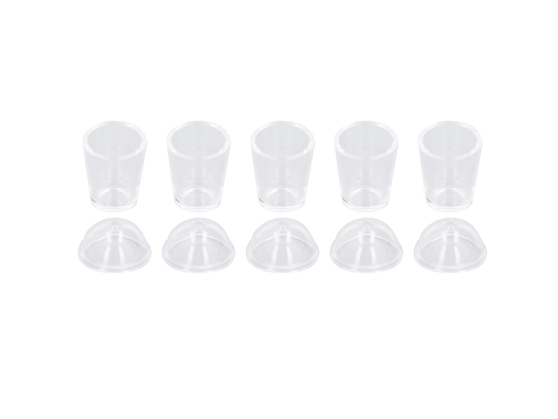Primerox 5 Peças Xícaras Mini Café Casa de Bonecas 1:12 Plástico Transparente com Tampas Fofas