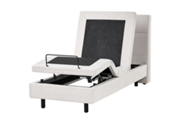 Cama Elétrica Estofada Totalmente Ajustável Beliani Viceroy De Tecido Creme Claro 90x200