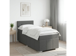 Vidaxl Cama Box Spring Com Colchão Cinzento-escuro 100 X 200 Cm Tecido