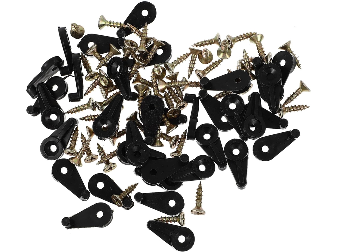 Conjunto De 100 Presilhas Plástico Preto Para Espelho Parede Com Paraf