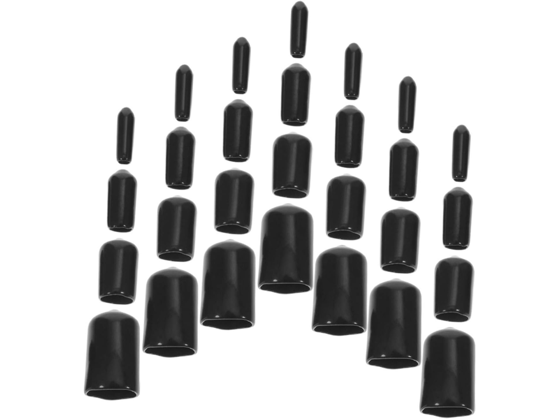 Tampas De Borracha Protetoras Valiclud Para Extremidades Tubos Roscados, 80 Peças, Material De Borracha Preta, Design