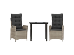Conjunto de Jantar 3 Pcs para Jardim com Almofadões Cinzento Claro MAISON EXCLUSIVE (3 pcs)