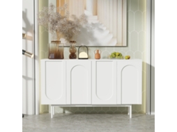 Buffet Minimalista Totalmente Branco Quatro Portas Curvas Estilo Limpo Ideal Para Sala De Jantar E Sala