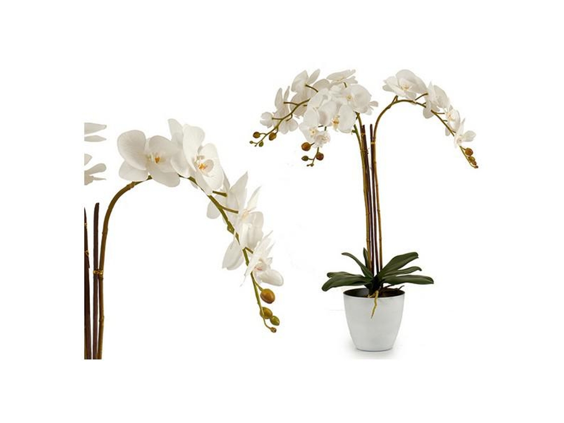 Planta Decorativa Orquídea Branca Plástico 44 X 88 X 60 Cm