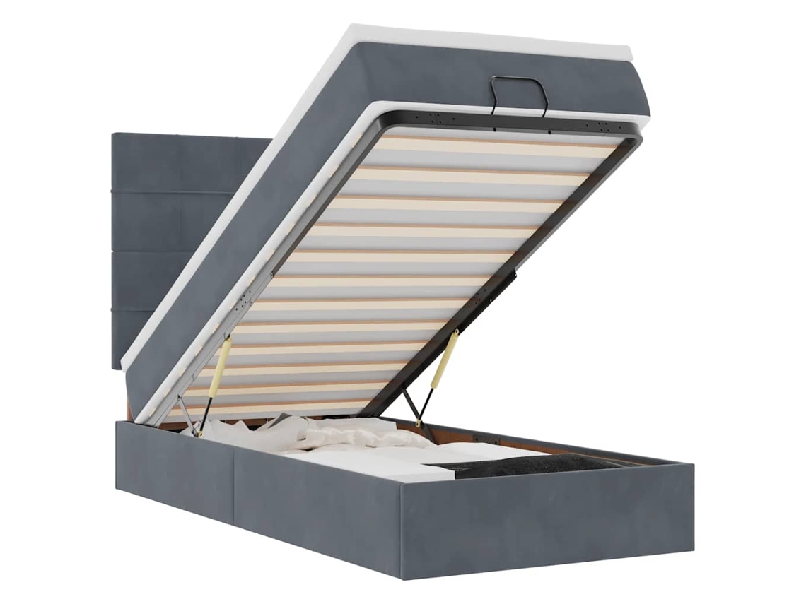 Estrutura Cama Otomana com Colchões Veludo Cinzento Escuro MAISON EXCLUSIVE (90x190 cm)