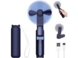 Mini Ventilador Portátil De Mão, Com Baterias Recarregáveis, Dobrável E Silencioso, Para Casa, Escritório E Viagens - Azul