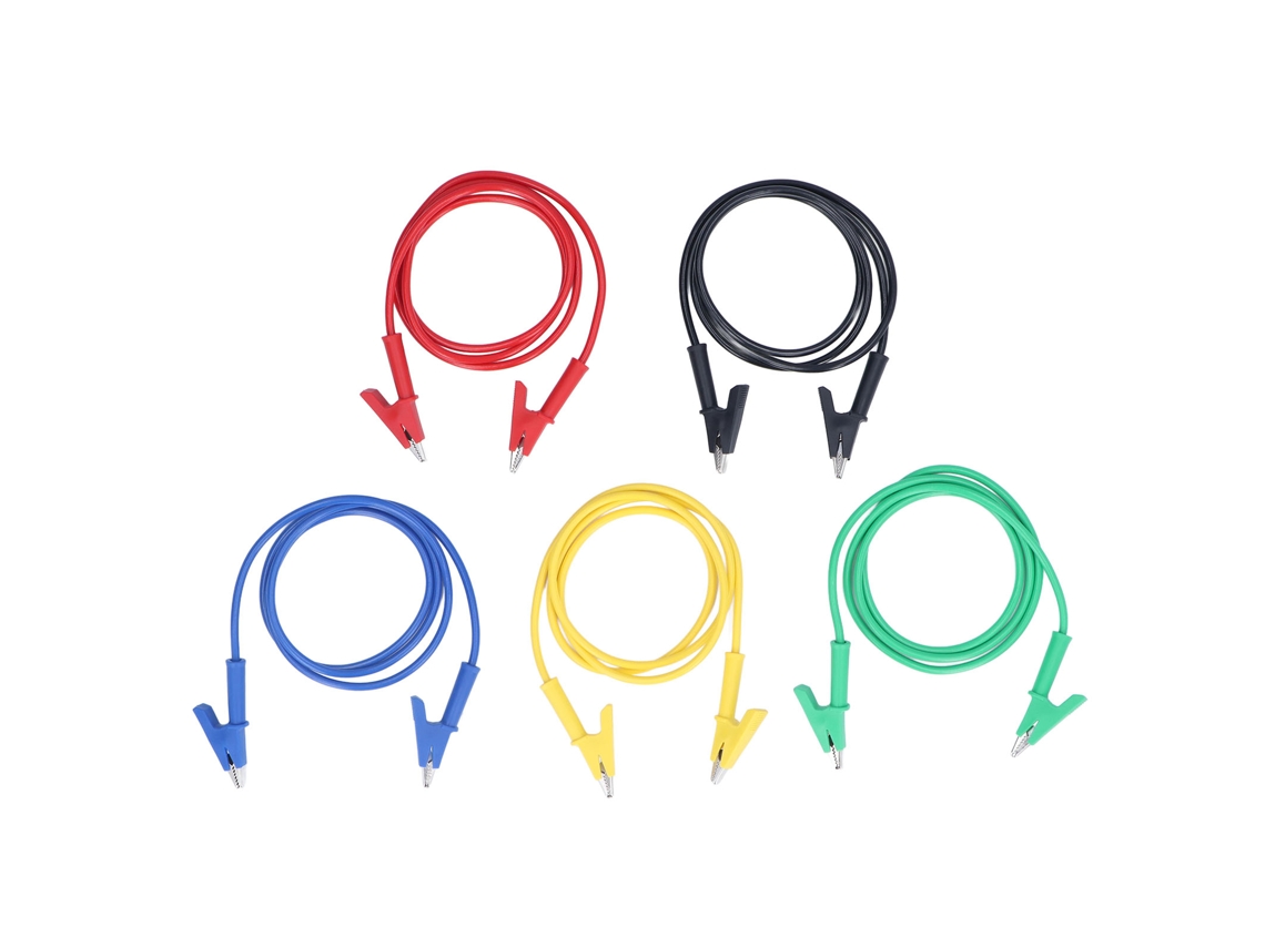 5pcs Fio de Teste com Pinça de Crocodilo Bifurcado Abertura 10mm 20A 3000V para Bateria Veículo S/MARCA