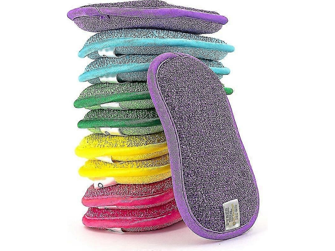 10 Esponjas de Microfibra Lavables Reutilizables Ecológicas de Doble Cara para Cocina Y Lavavajillas En Varios Colores