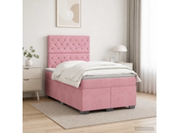 Vidaxl Cama Box Spring Com Colchão Rosa 120 X 200 Cm Veludo