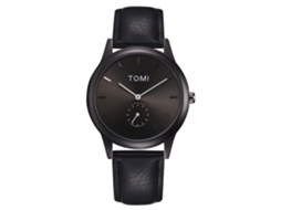Relógio de pulso masculino Tomi Noble, analógico, mostrador grande, quartzo, pulseira de PU, casual.