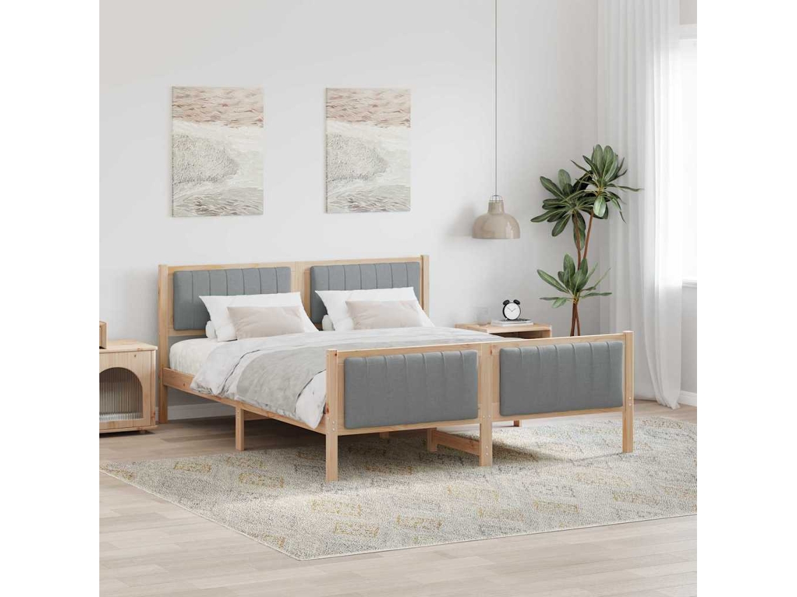Vidaxl Estrutura da Cama Marrom e Cinza Claro 160 X 200 Cm